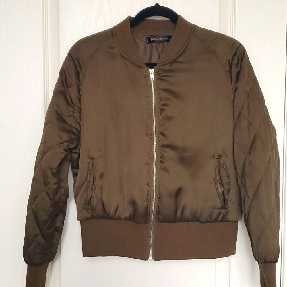 Green Satin Bomber Jacket